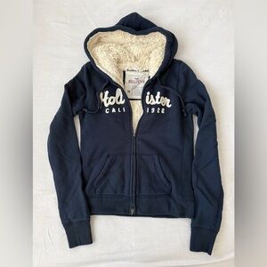 Vintage Y2K Hollister Faux Shearling Zip-Up Hoodie